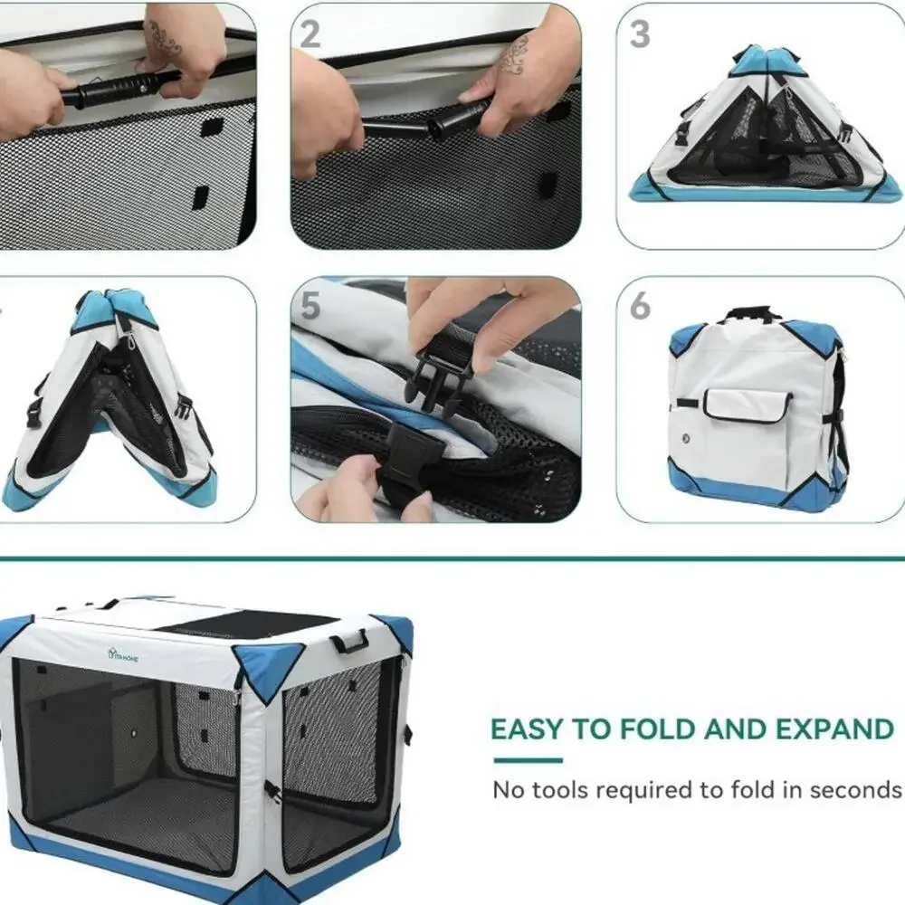 Collapsible Dog Crate, 4-Door Portable Travel Dog Crate Small 26 x 18 x18